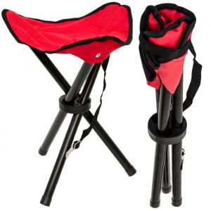 Tabouret Pliant pour camping pêche randonnée pique-nique  Siege trépied facile à transporter  Rouge