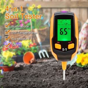 PH-Mètre du Sol Testeur De PH du Sol 4 en 1 Numérique Testeur Dhumidité du Sol-lumière-pH-température