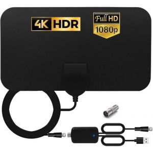 Antenne TV Int&eacute;rieur PuissanteAntenne TNT avec Amplificateur de Signal120 Miles Gamme HDTV Antenne 1080P HD 4K VHF UHF FM