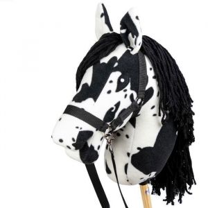 Grand cheval baton Hobby Horse Pie Noir  Cheval BatonBlanc à Taches Noires