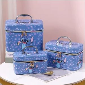 Set 3 Vanity Stitch – Trousse maquillage rigide – Coque rigide + miroir – Rangement cosmétique voyage – Disney fan