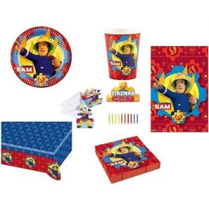 Kit de f&ecirc;te( cde 6 ) - Sam Le Pompier - Mgs33 - 8 Assiettes - 8 Gobelets - 20 Serviettes