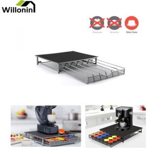 Willonin® 2 en 1 Porte Capsules Café  Supports pour machine café Distributeur Compatible Dolce Gusto 36pcs Étagère à tiroir Gris