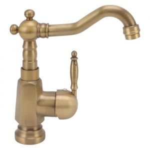 Duokon Robinet de vanit&eacute; en laiton antique Robinet d&eacute;vier de salle de bains Robinet mitigeur de vanit&eacute; en laiton antique Robinet