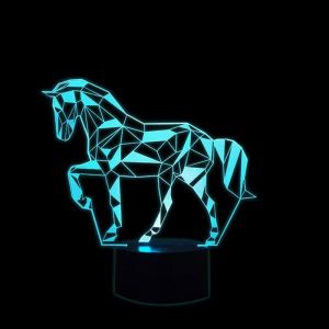 3D Lampe Illusion Optique LED Lampe 3d Cheval 7 Couleurs Changeantes Lampe de Chevet Tactile Chambre D&eacute;co Lampe Cheval