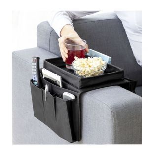 Plateau de Canapé - Rangement pour Télécommande Porte-gobelets et Organiseur – Idéal pour un Salon Moderne et Confortable