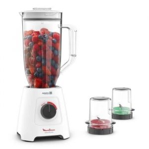 MOULINEX Blender mixeur 2 vitesses Bol 28 L 6 lames Powelix Fonction Pulse Technologie glasse pilée Blendforce XXL LM458110