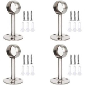 4 Pi&egrave;ces Support de Tringle a Rideau Support Barre Penderie Bracket pour Tringle &agrave; Rideau Suspendre des Poteaux de 25 mm Argent
