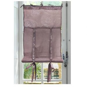 Autrefois Rideau enrouleur et brise bise 60 x 160 cm Rose Nice Lin brod&eacute; Voilage Broderie Style Charme Petit Rideau Fin