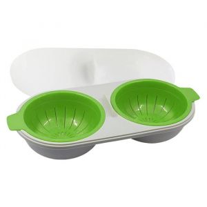 Pocheuse à œufs double pour micro-ondes ensemble de 2 poches à œufs comestibles en silicone vert