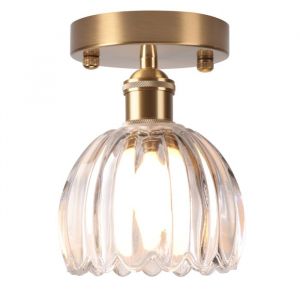 SNOGOLD Plafonnier en Verre Transparent Lustre Moderne Abat-jour Forme de Fleur Lampe de Plafond E27 Luminaire pour Chambre Couloir