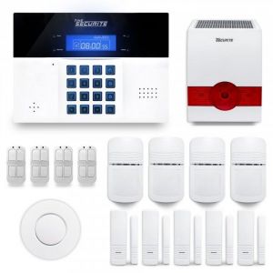 Alarme maison sans fil DNBi 4 &agrave; 5 pi&egrave;ces mouvement + intrusion + d&eacute;tecteur de fum&eacute;e + sir&egrave;ne ext&eacute;rieure solaire - Compatible Box /