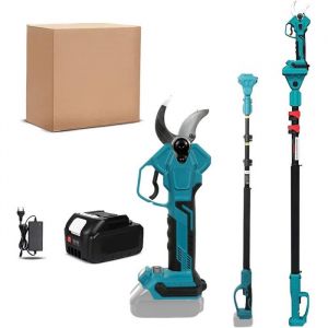 Secateur Electrique Sans Fil 40mm S&eacute;cateur De Jardin Professionnel + Perche T&eacute;lescopique 25M Moteur Brushless Compatible Makita