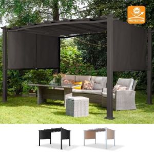 Tonnelle de jardin en aluminium rectangulaire 3x4m Barbados - Gris