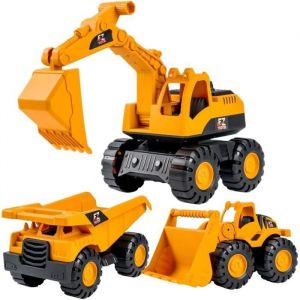 Lot de 3 jouets pour bac &agrave; sable pelleteuse tracteur bulldozer v&eacute;hicule de Diecast pelleteuse p&eacute;dagogique