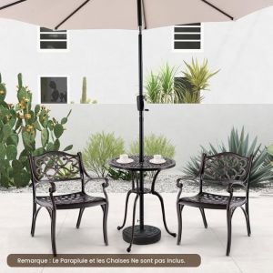 GIANTEX&nbsp;Table&nbsp;Ronde&nbsp;de&nbsp;Jardin&nbsp;D.61x71CM&nbsp;en&nbsp;Fonte&nbsp;dAluminium&nbsp;avec&nbsp;Trou&nbsp;pour&nbsp;Parasol-Charge&nbsp;40KG pour&nbsp;Jardin/Terrasse