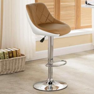 Tabouret de Bar Lot de 4 avec siège Bien rembourréTabourets Brun et Blanc Pivotantes et réglables en Hauteur