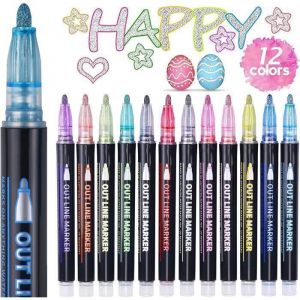 Feutres PaillettesCadeau Fille 4-12 Ans12 Stylo Paillette Marqueur Magiquepour DessinScrapbookingCarte Cadeau