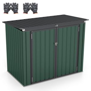 Abri de Jardin Ext&eacute;rieur en M&eacute;tal COSTWAY-152 m&sup2; 159 x 955 cm-Couvercle Ouvert &agrave; 40ﾟavec Barres dAir-2 Portes avec Loquet-Vert