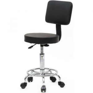 Tabouret de Bureau à roulettes reglable en hauteur pivotant avec dossier ergonomique Noir