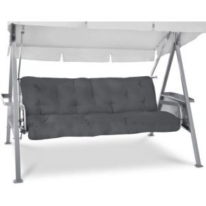 Beautissu Coussin balancelle Flair HS 180x50x8cm Gris graphite - coussin banquette + coussins accoudoirs pour balancelle