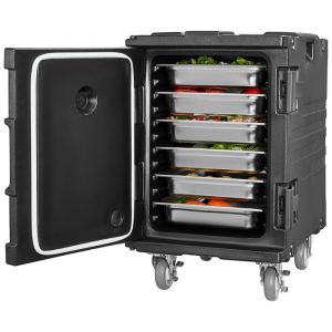 Conteneur Isotherme pour Bac Gastronorme 90 L-VEVOR-avec Boucle Poignées et Roulettes Porte-plateaux pour Restauration Cantine