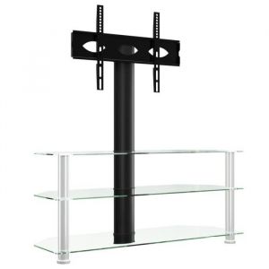 Meuble TV dangle 3 niveaux pour 32-70 pouces noir et argenté-AKO7556279165917