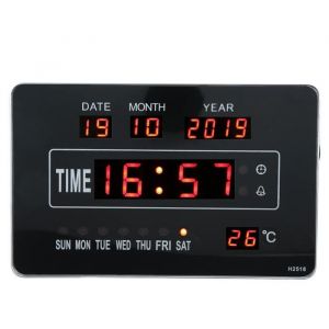 Horloge calendrier numérique électronique multifonctionnelle Affichage de la température de lheure Prise UE 110-220V linge pendule