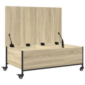 Table basse avec roulettes chêne sonoma bois dingénierie - MOTHINESSTO - Rectangulaire - Contemporain - Design