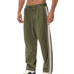 Pantalon Homme de jogging Grande Taille Pantalons de Sport Homme Velours C&ocirc;tel&eacute; Respirant Running Fitness Poches - Vert Militaire