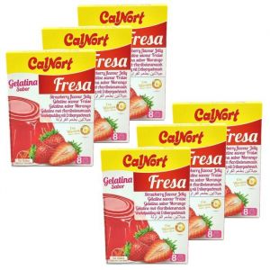 CalNort - Lot 6x Gélatine alimentaire à la fraise - Halal - Boîte 170g