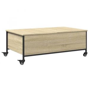 CLARENCE&reg; Table basse - Petite Table dappoint - avec roulettes ch&ecirc;ne sonoma bois ding&eacute;nierie ll3997