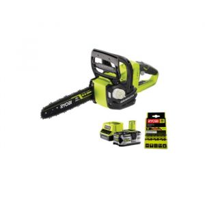 Pack RYOBI Tronçonneuse 18V One+ OCS1830 - 1 batterie 5.0Ah - 1 chargeur 2.0Ah RC18120-150 - chaine 30cm RAC227