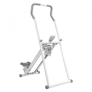 Stepper descalier verticale et pliable - FLASIDU - Guidon et pédales réglables - Écran LCD - Blanc - Charge max 120 kg