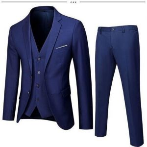 Costume pour hommecoupe slim3 pièces costume pour homme costume pour mariagefête daffaires vestepantalon de costume - Bleu