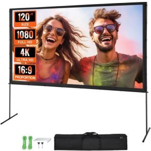 Écran de Projection sur Pied - VEVOR - Toile de Projection sur Trépied 120 pouces 16:9 Portable pour Vidéoprojecteur