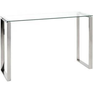 Table haute en verre tremp&eacute; transparent - 120 x 40 x 78 cm