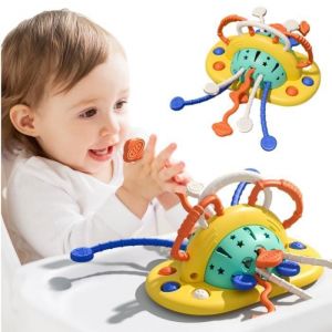 Jouet sensoriel à tirerJouet de Ventouse bébé pour Chaise Haute Montessori Sensoriels Jouet Eveil Bebe