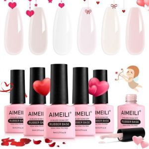 AIMEILI 5 en 1 Builder Base Gel Set 6PCS 8ml Naturel Rose Nude Base et Structure pour ExtensionsRéparation de Manucure-Kit 44