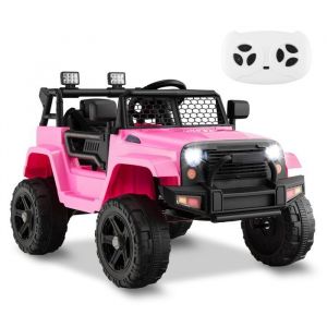 Voiture &Eacute;lectrique Enfants &ndash; JEEP - 12V &ndash; T&eacute;l&eacute;commande - Vitesse &Eacute;lev&eacute;e/Basse &ndash;D&eacute;marrage &agrave; une Touche &ndash; Musique et Phare - Rose