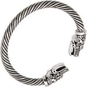 Bracelet Homme - FESTIVUS - T&ecirc;te de loup - Alliage - Oxyde de zirconium - Argent&eacute;