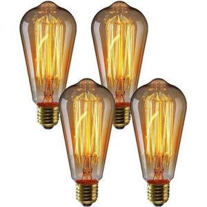 4 X E27 Wolka 40W Ampoule Edison Incandescent Bulb Vintage ST64 Blanc Chaud