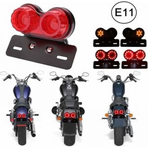 Feu arri&egrave;re de moto universel &agrave; 40 LED feu de freinage clignotants lampe de course avec support de plaque dimmatriculation pour
