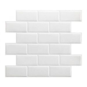 Lot de 10 PiècesCarrelage Autocollant Métro BlancCrédence Adhésive Cuisine Salle de bainsPapier Adhesif en Vinyle 3d