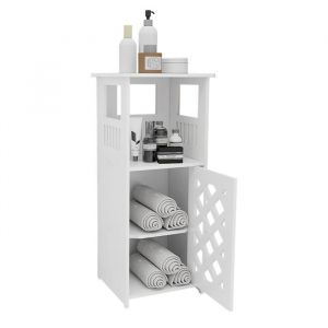 Colonne de salle de bain avec 1 niche ouverte et 1 porte serg&eacute; Armoire de rangement chambre Meuble de rangement pour WC Couloir