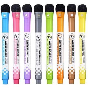 8 PCS Whiteboard stylos Tableau Blanc effa&ccedil;able &agrave; Sec Marqueur Fin Nib Pen avec Gomme Caoutchouc Marqueurs magn&eacute;tiques d&eacute;criture