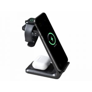 Station de chargement sans fil 3 en 1 - Callstel - Noir - 15W - Recharge iPhone Apple Watch AirPods