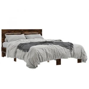 HSF&reg;Cadre de lit - sans matelas - ch&ecirc;ne fum&eacute; 140x190 cm - 2 personnes - 2 PLACE czd538392