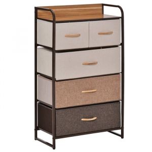 Commodes homcom buffet avec tiroirs en tissu 5 plis poignées salon casier avec protection inclinable dans la Chambre marron