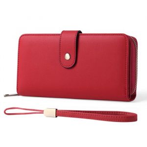 Portefeuille Cuir Femme capacit&eacute; Porte Monnaie avec RFID Blocage Porte-Cartes pour 14 Cartes ZC16 Rouge